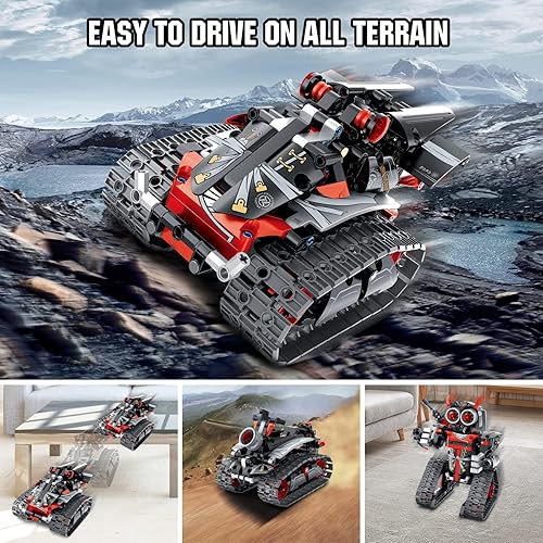 Miniatura 9 de Kit de construcción de robot STEM 3 en 1, juguetes robóticos controlados por aplicación, juego de bloques de construcción robóticos con ojos LED y