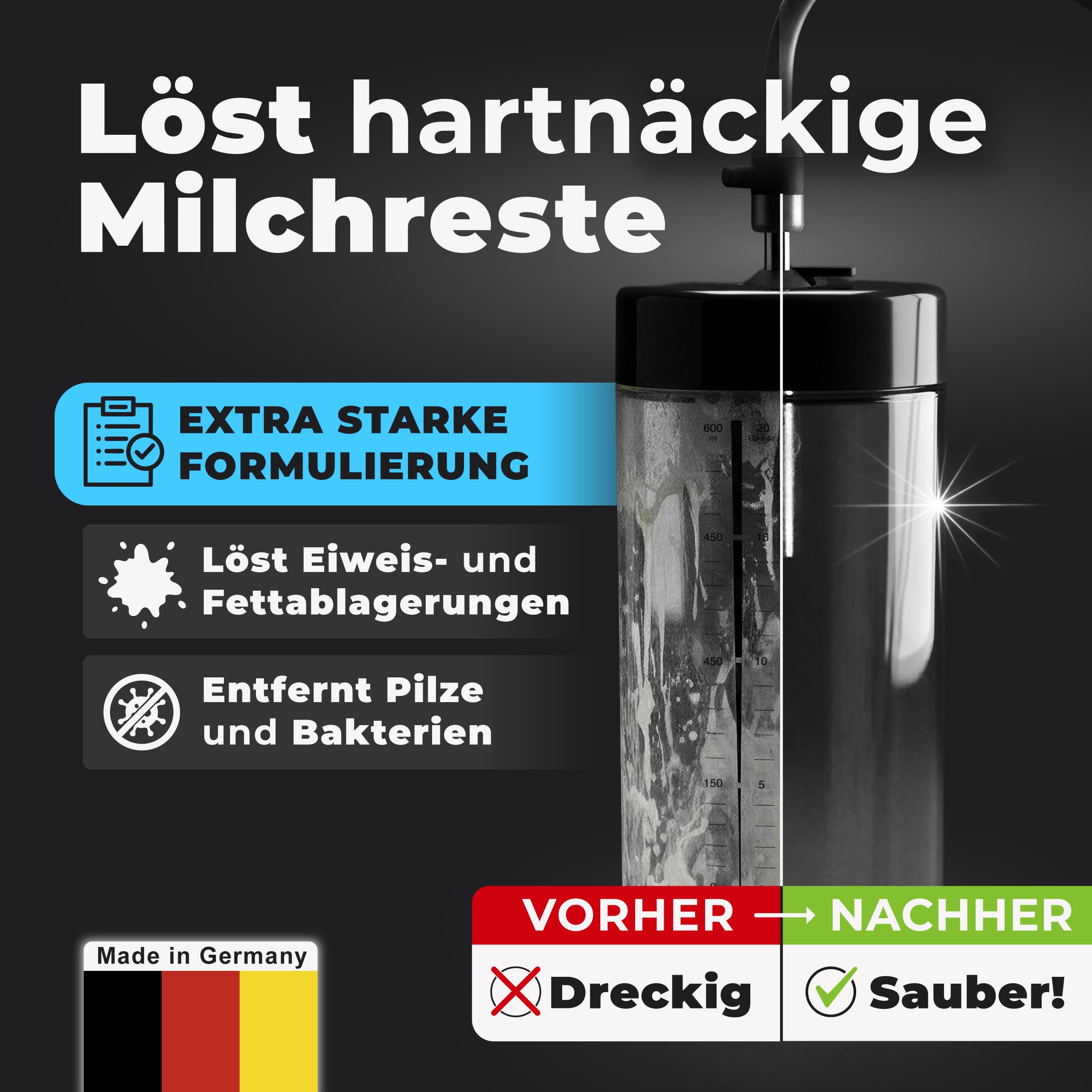 Milchsystemreiniger (3 x 750ml) – Milchschaumreiniger kompatibel mit Jura, Philips, Melitta uvm. – Milchreiniger Kaffeevollautomat für optimale und günstige Reinigung des Milchsystems