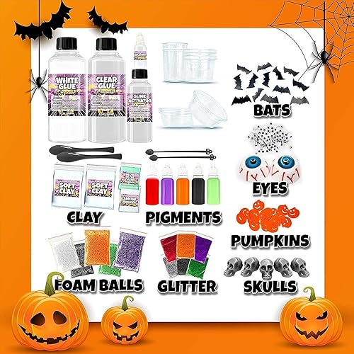 Miniatura 3 de Kit de slime espeluznante para niñas y niños  50 piezas de suministros para hacer limo  Pegamento de limo, activador, brillante, espeluznante,