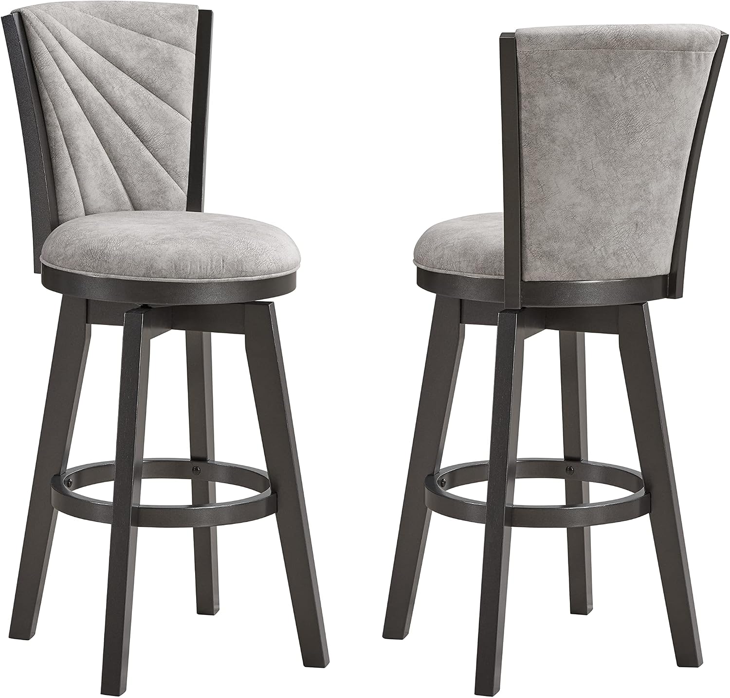 Kings Brand Furniture - Boyce 29" Upholstered Swivel Bar Stools (Set of 2) Silver/Gray
