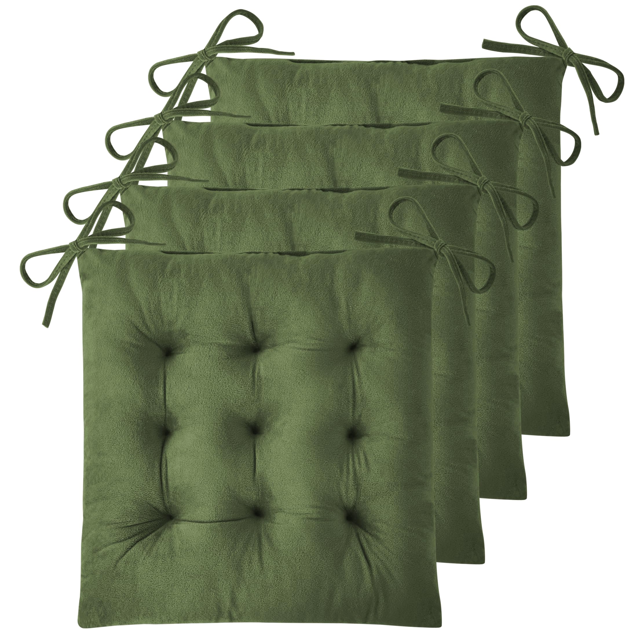 FlyGulls Seat Cushions for Dining Chairs Set of 4 39x39x6 cm Green