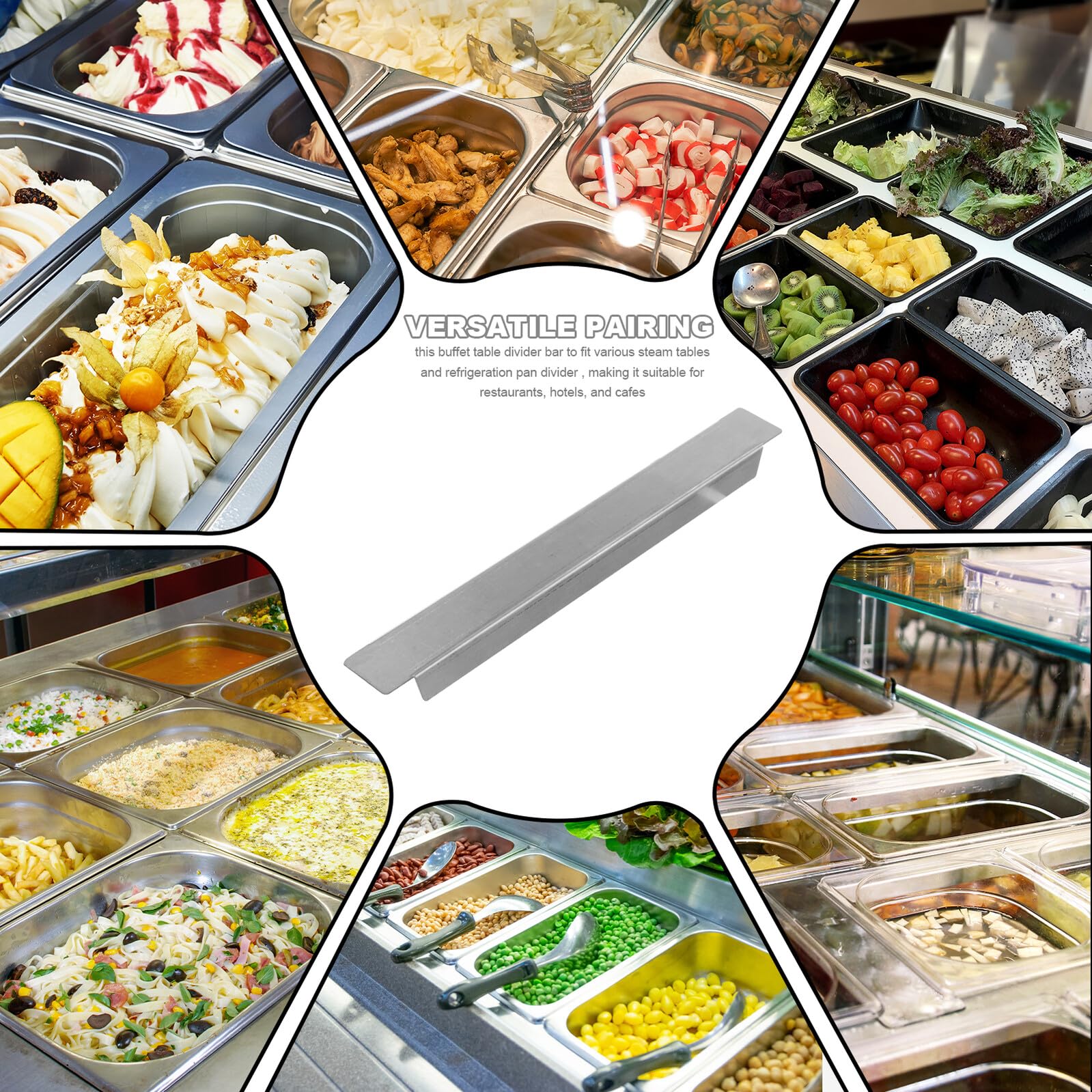 SHINEOFI 4 Pezzi di Supporto Divisoria Facile da Usare e Organizzare in Inossidabile Argento per Vetrine Refrigerate Ingredienti in Ambienti di Ristorazione e Hotel