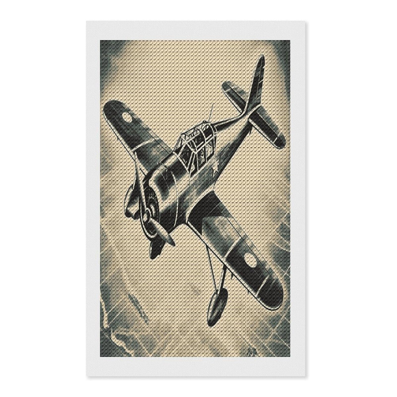 FekiLoot Retro Airplane Diamond Painting Kits for Beginners DIY Diamond Art Kits for Adults Full Drill Round Diamond Dot Gem Art Painting Fun DIY Crafts for Home Kitchen Wall Decor Gift 12"x20"