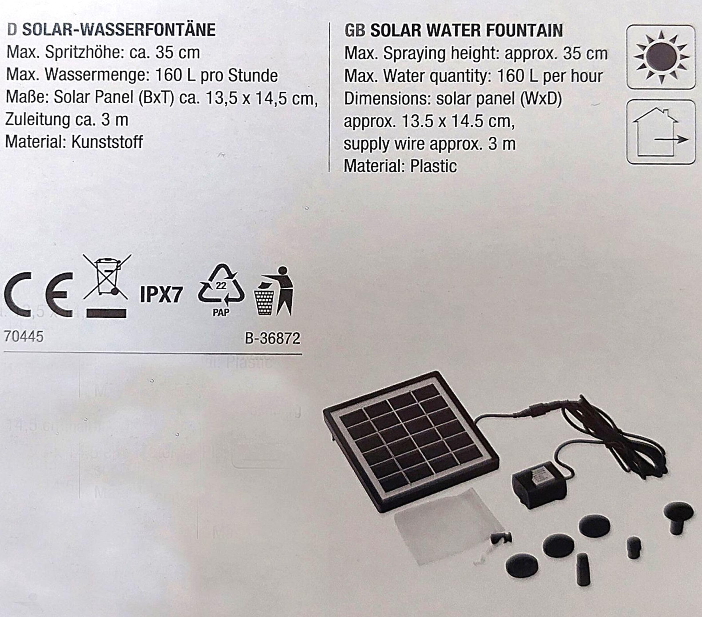 Wasserspeier Frosch 16cm mit Solarpumpe aus Keramik für Miniteich - Balkon und Terrasse