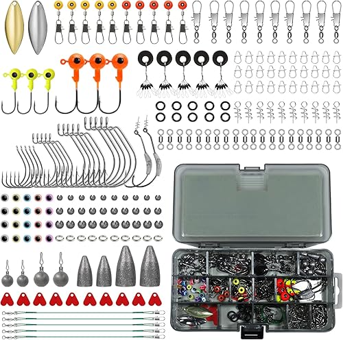 Miniatura 8 de GOTOUR Fishing Lures Accessories Kit with Tackle Box, Bass Fishing Hooks Minnow Crankbait Frog Popper Lure Worm Fishing Spoon Spinner Bait, Jig Head