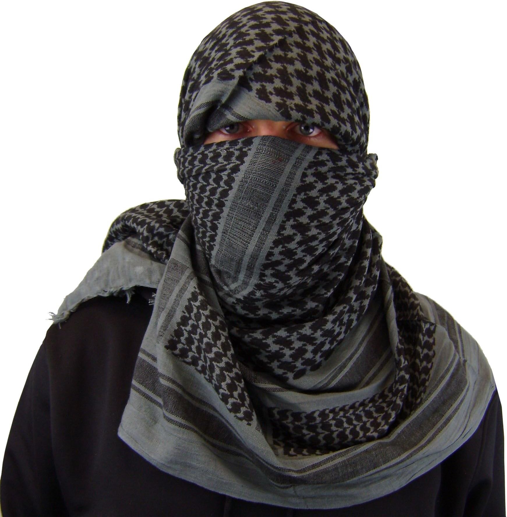 Zephyr Sports Shemagh Tactical Desert Scarf - Grey/Black