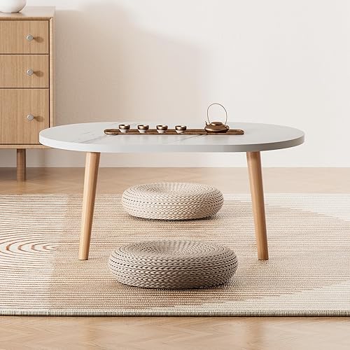 Miniatura 8 de Mesa de café pequeña para espacios pequeños, mesa baja, mesa de piso para sentarse en el suelo, mesa de café japonesa para sala de estar, mesas de