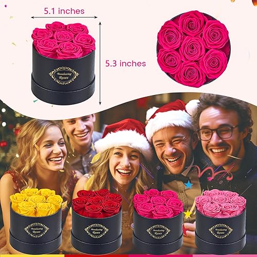 Miniatura 9 de Rosas preservadas en una caja, rosas duraderas que duran un año para siempre, regalos románticos para el día de la madre, San Valentín, aniversario,