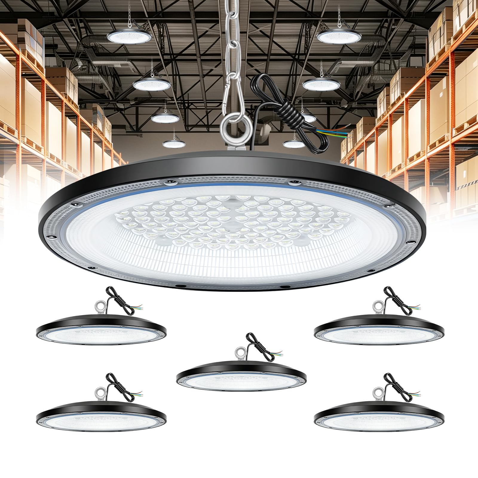 6pcs 200W UFO LED High Bay Light d'atelier éclairage plafonnier