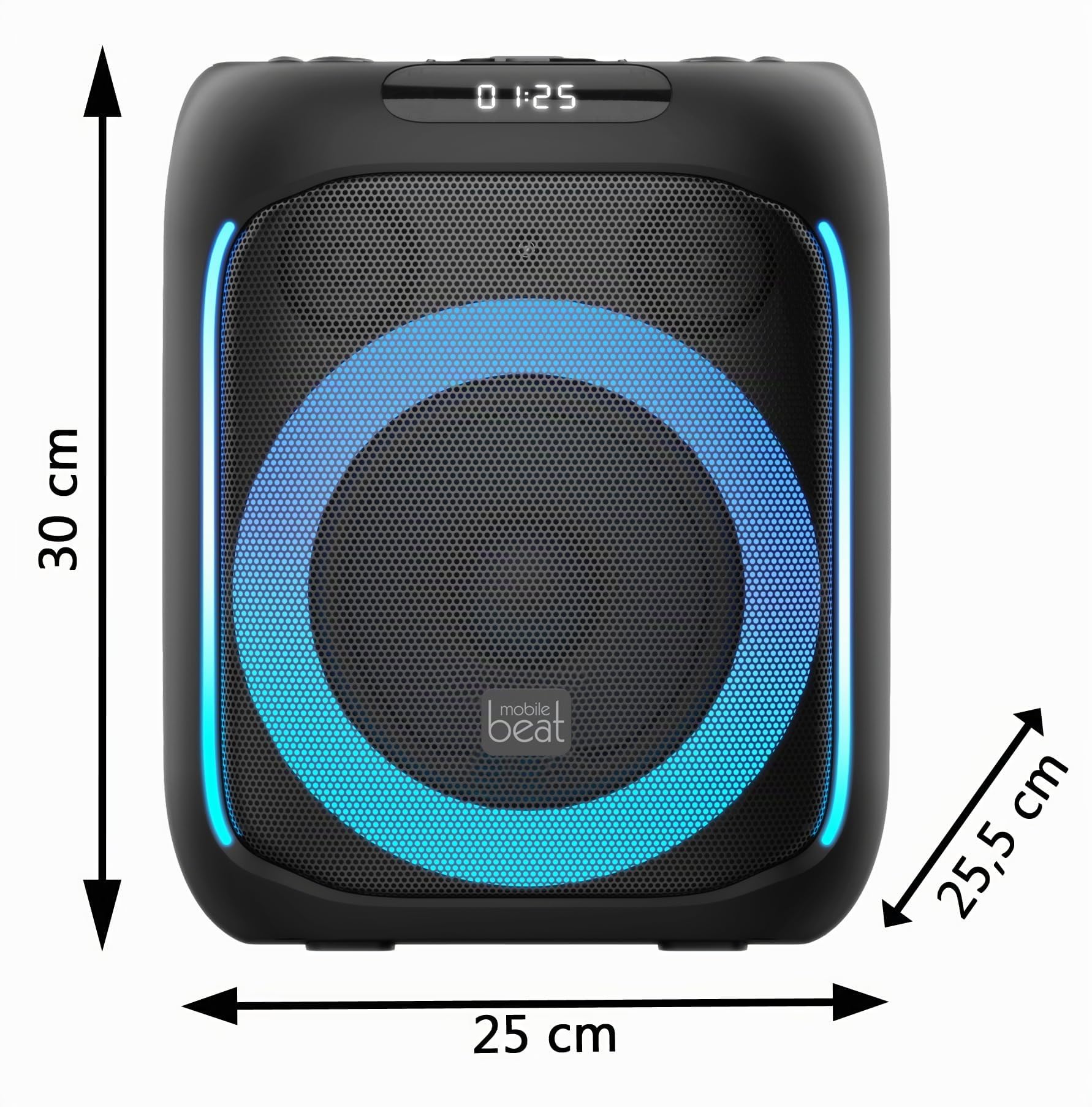 Mobile Beat SB-TWS 100 BT Soundbox, jusqu'à 7 h d'autonomie, lumières LED, poignée de Transport Pratique, Batterie, Fonction de Charge USB pour appareils externes