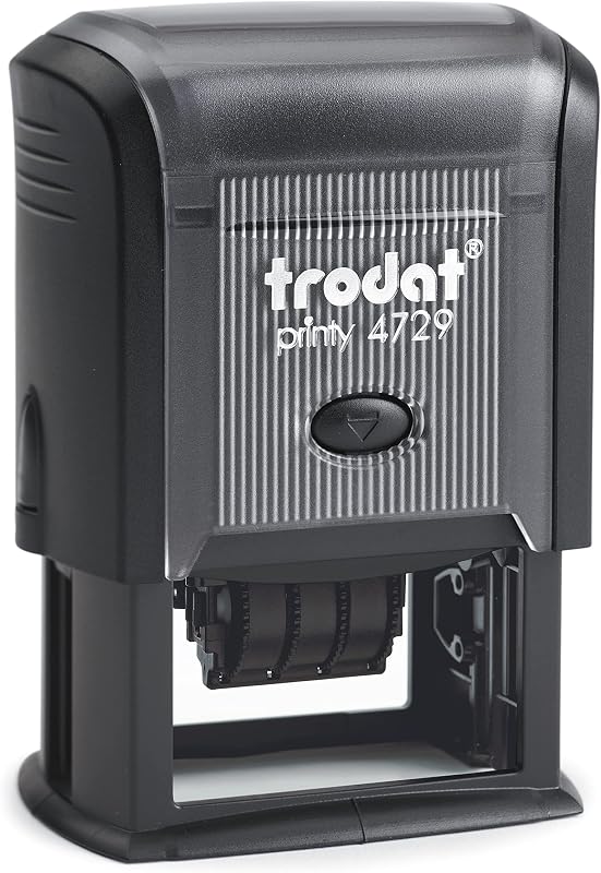 Trodat Custom Dater Stamp, Rectangle Self-Inking, 1-3/16" x 2", 4 Lines, Black