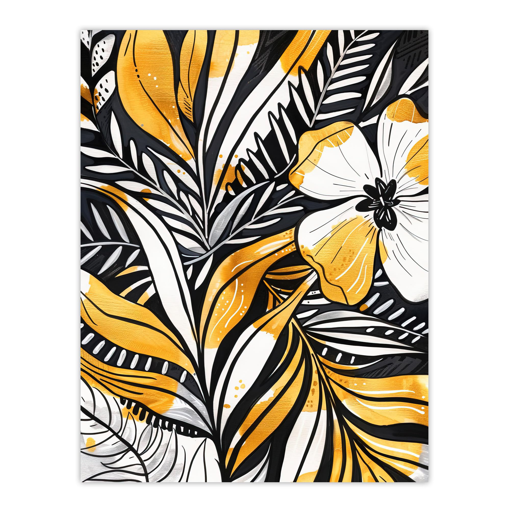 Artery8 Wall Art Print - Fern Flower Bloom - Yellow - W18" x H24"