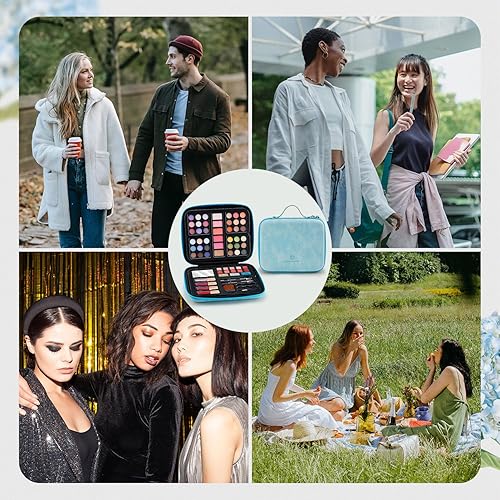 Miniatura 7 de Color Nymph Kit completo de maquillaje para mujeres, kit de maquillaje todo en uno para profesionales con delicada funda láser azul, sombra de ojos