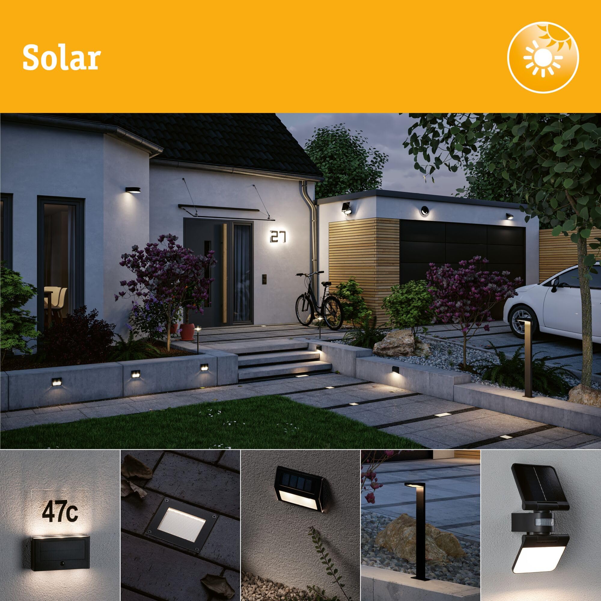 Paulmann 94608 Solarna myjka ścienna LED LeslyTwilight Controlled Motion Detector (IR) IP65Square 113x126mm3000K 5,5W 400lmantracyt plastik