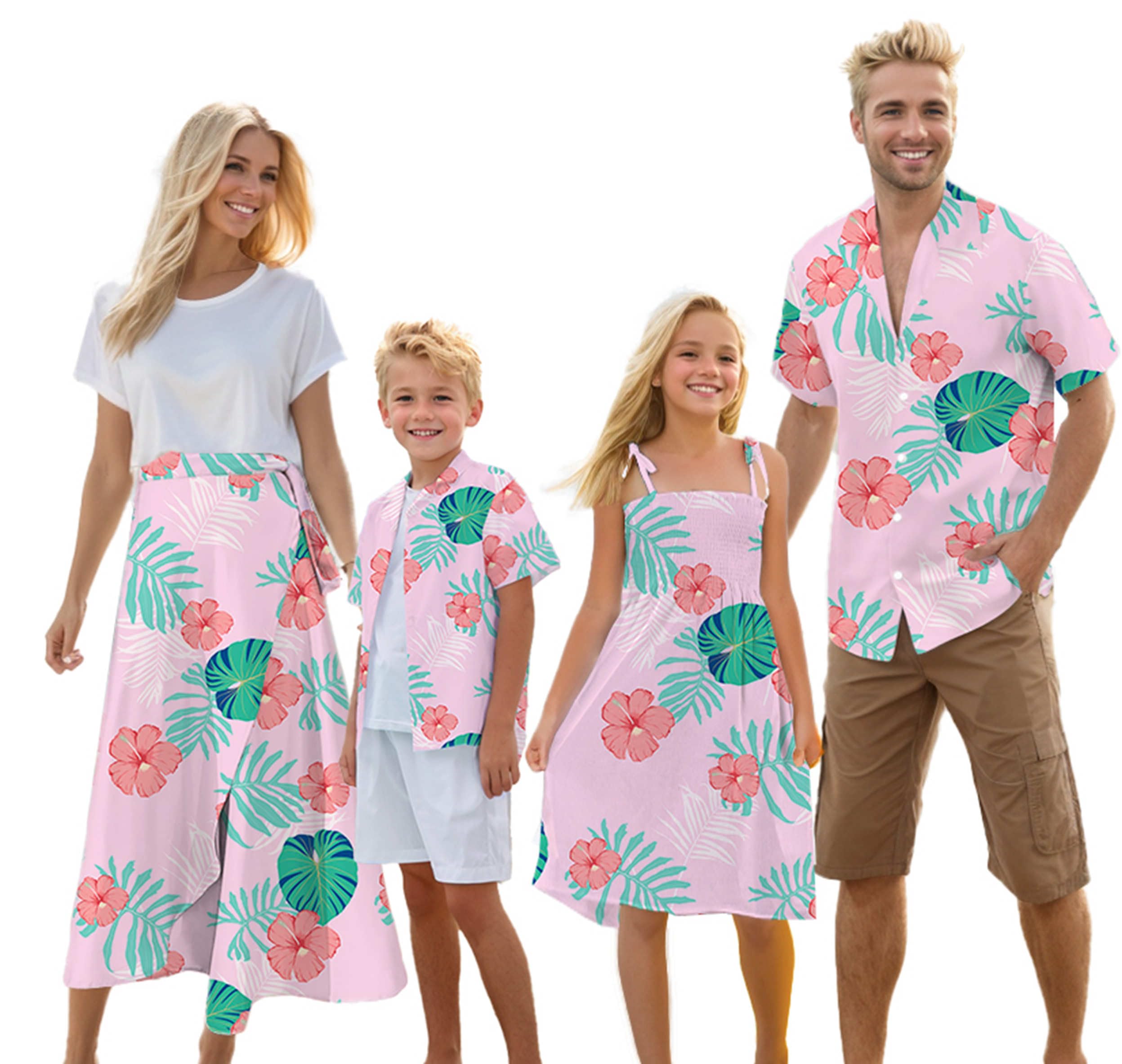 Cromoncent Matching Hawaiian Outfits for Family, Dad and Son Matching Luau Beach Tropical Shirts Mommy Daughter Tropical Sets
