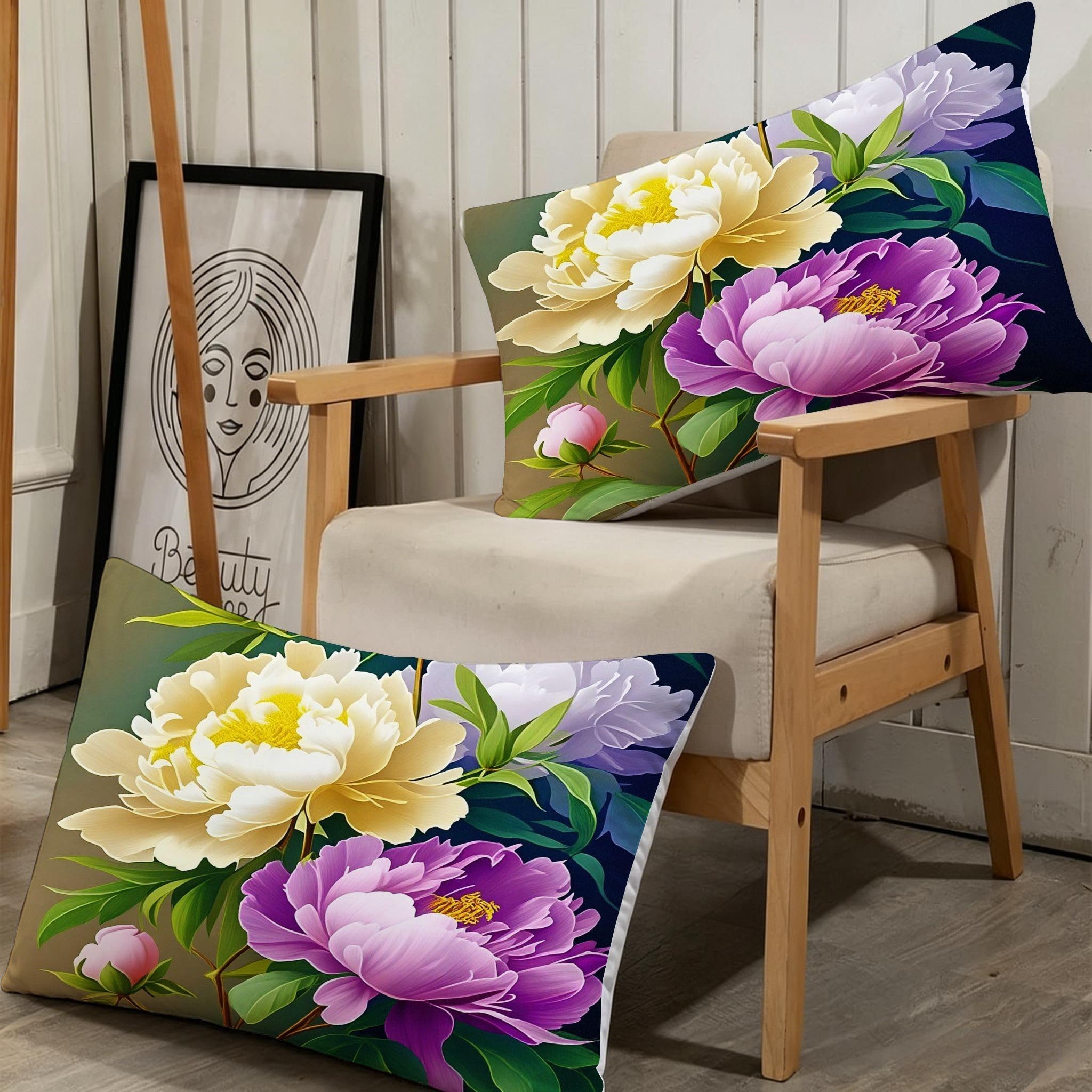 Copripiumino Matrimoniale Peonia Bianca 260x240, ZW870 | Traspiranti Durevoli Microfibra, per Tutta la Famiglia, Matrimoniale, per Tutte le Stagioni, con 2 Federe 50x80 cm