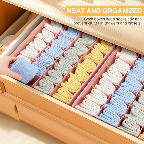 Miniatura 140 de Joyoldelf Organizador de cajones para calcetines, organizador de ropa interior, organizador de 16 celdas de tela, cajas de almacenamiento para Beige
