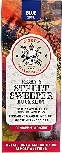 Miniatura 5 de Risky's Tools of the Trade Street Sweeper - Bolígrafo de pintura acrílica de 1.969 in para graffiti y bellas artes, (azul)