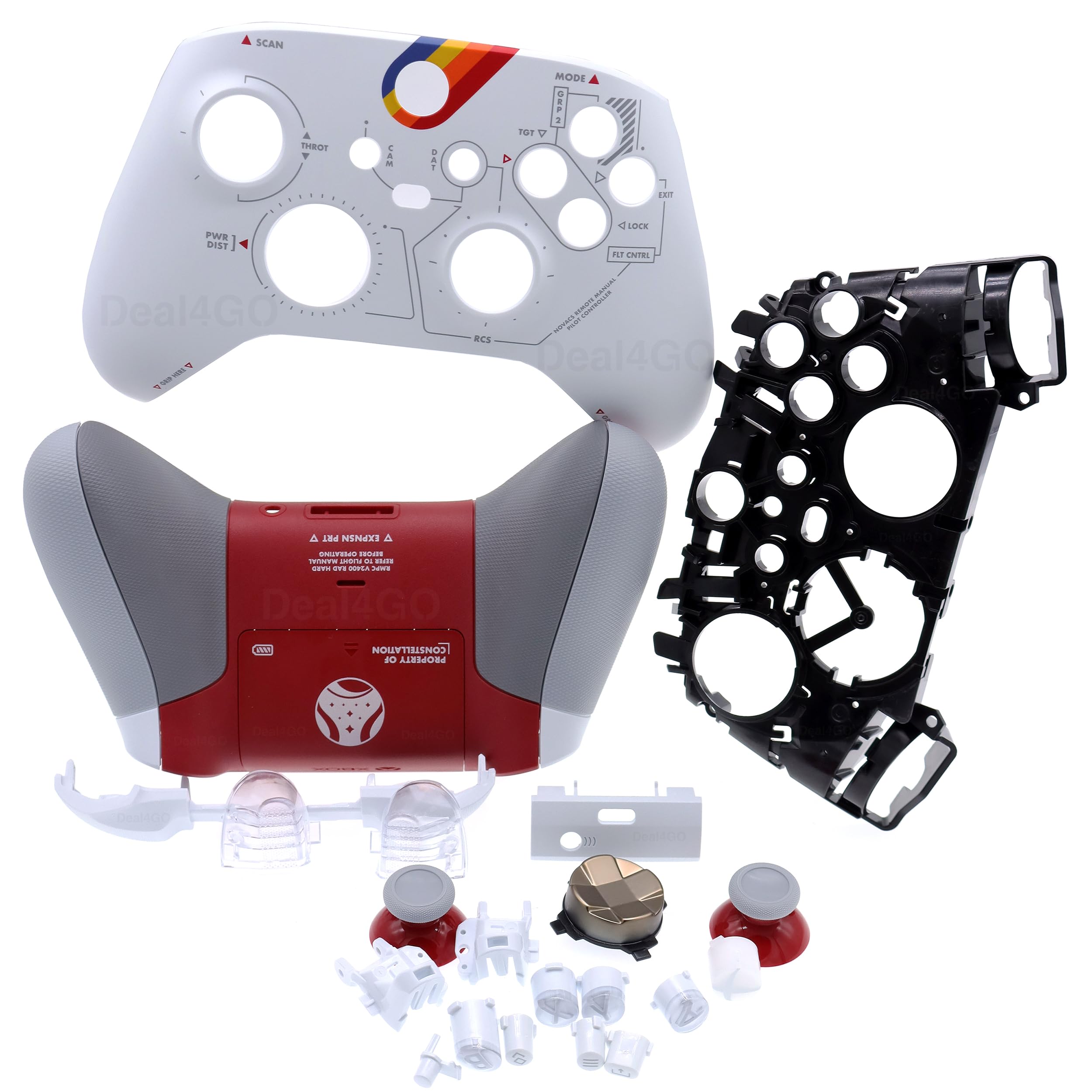Deal4GO - Kit completo de cubierta de carcasa con botones para parachoques de pulgar de repuesto para Xbox Series X|S Controller (edición Starfield blanca)