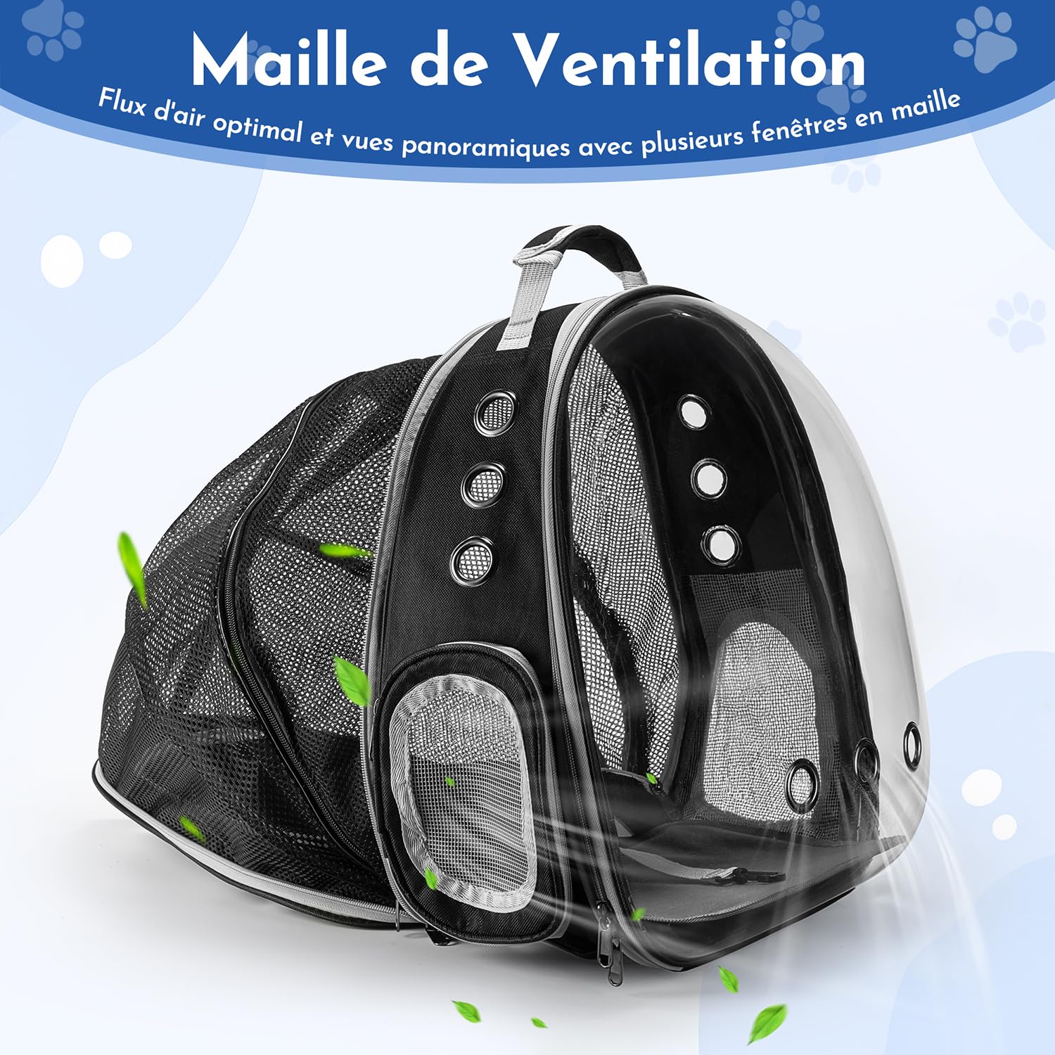 Chic Chats Accessoires Félinement Chic, Naturellement Miaou, Sac de Transport pour Chat, Sac de Transport pour Chien, Bulle Transparente, Caisse de Transport Chat, Sac a Dos Chat, Filet Respirant