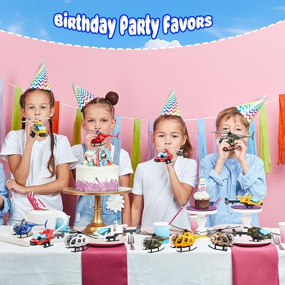 16 Pack Diecast Helicopters Toy Small Helicopters Model Police Fire Engineering Military Helicopters for Kids Birthday Children's Day Party Gifts Classroom Rewards
