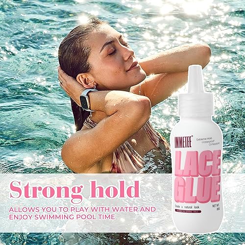 Miniatura 6 de immetee Pegamento para peluca, pegamento de encaje para pelucas, adhesivo de encaje transparente de sujeción fuerte para reemplazo de cabello,