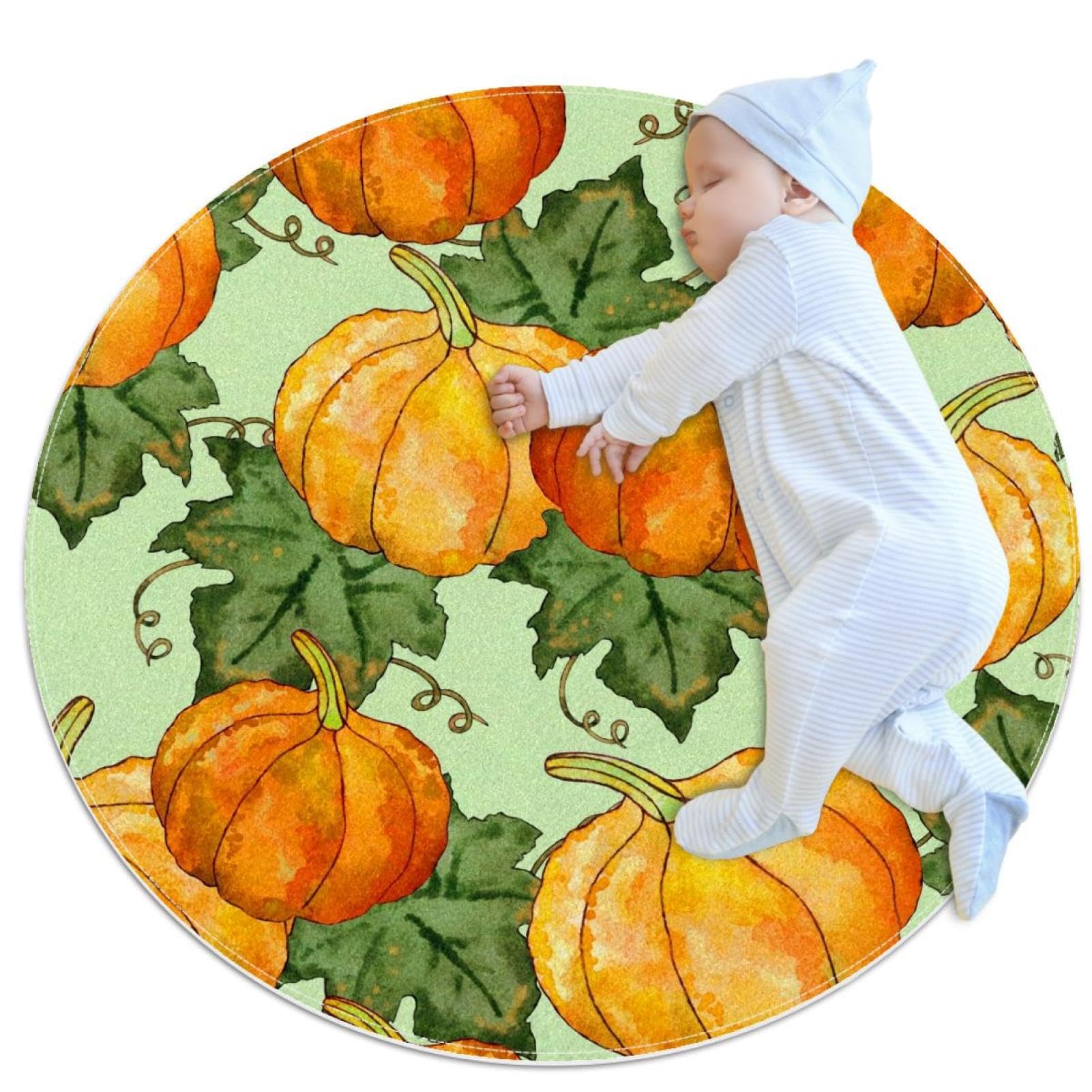 Tapis antidérapant de salle de bain citrouille rond 1m pour chambre et canapé
