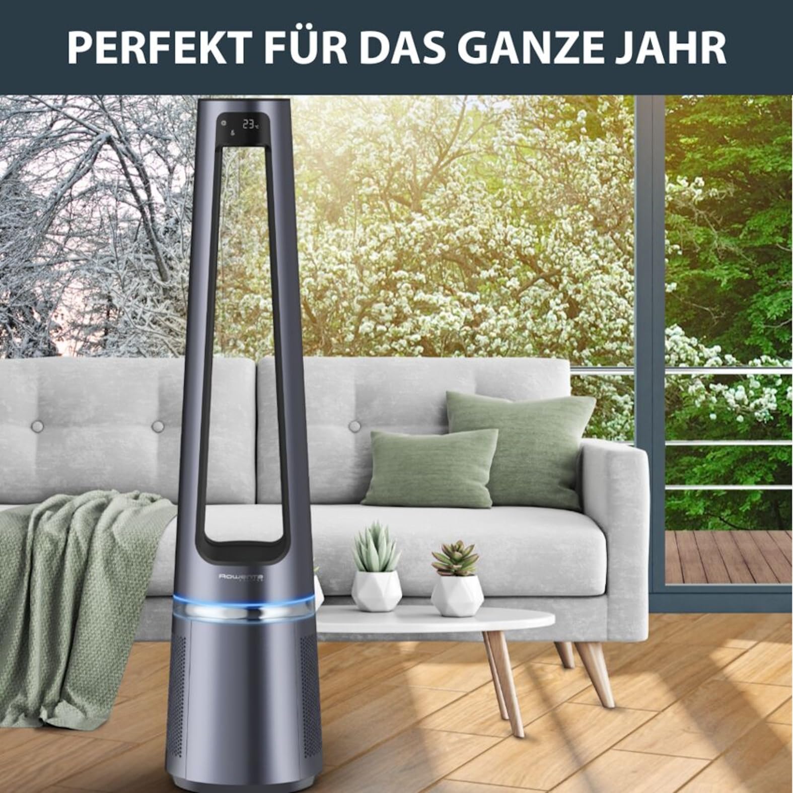 Rowenta Eclipse 2in1 Luftreinigungsventilator, Ventilator und Luftreiniger, bis zu 99,95% der Feinpartikel, Luftstrom bis 8m, Oszillation, 12 Geschwindigkeiten, Nacht-Modus, QU5030F0
