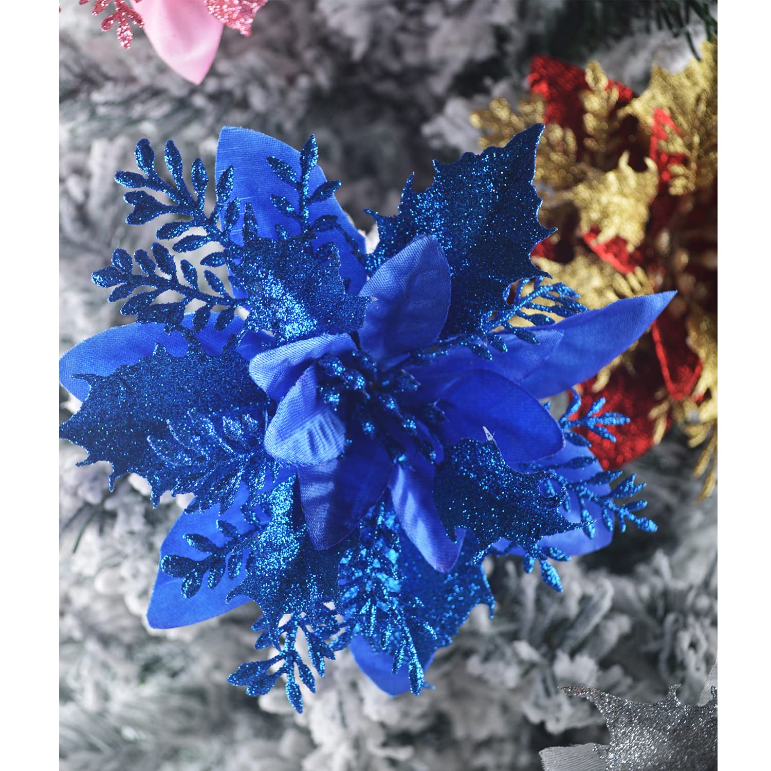 GL-Turelfies Lot De 12 Fleurs Artificielles - Poinsettia (Étoiles De