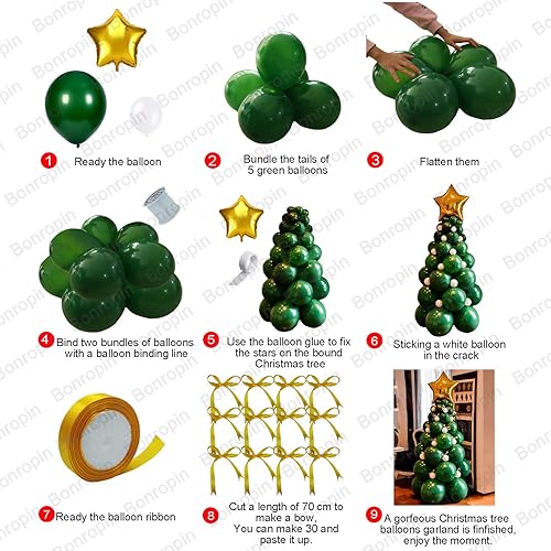Miniatura 6 de BONROPIN Kit de arco de guirnalda de globos de Navidad, 96 globos de árbol para decoraciones de fiestas