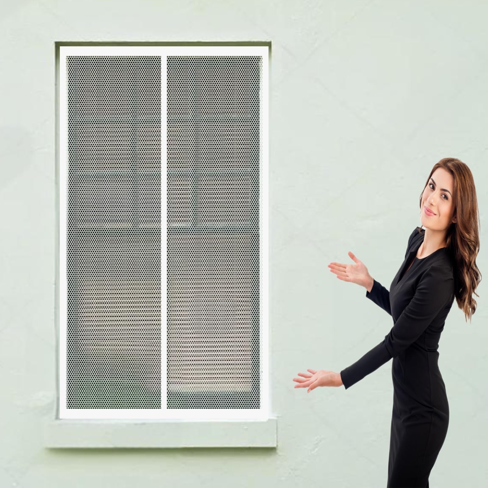 Window Screen Mesh Window 114 x 114 cm(45 x 45inch) Window Insect Screen Net Mosquito Bug Protection Without Drilling Easy to Install Fly Net for Windows for Windows Doors Patio, White