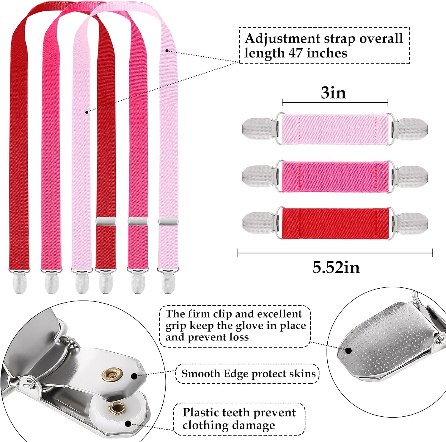 Zkptops Elastic Mitten Clips Glove Clips for Toddlers Kids Babies Children Mitten Holder String Attachment Straps Connectors