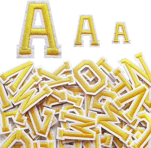 Miniatura 80 de Parches de letras para planchar de 1.3 pulgadas, 78 piezas, parches bordados del alfabeto A-Z para ropa, chaquetas, sombreros, mochilas, jeans