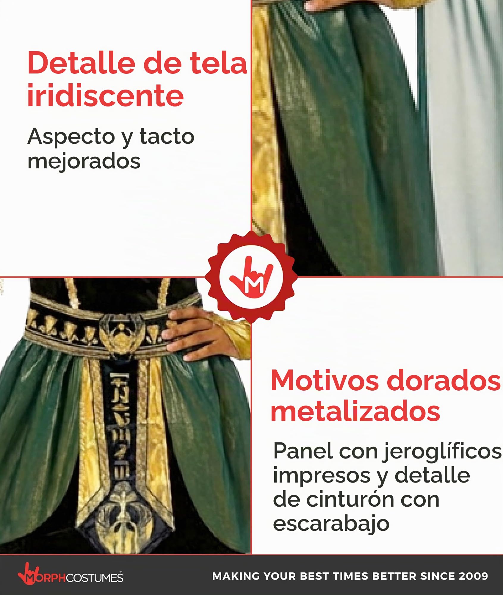 Morph Disfraz Reina Cleopatra Mujer, Traje Egipcio para Halloween, Vestido y Accesorios