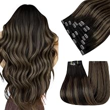 Easyouth Balayage Clip in Hair Extensions, Easy to Apply, 18 Inch 7pcs 120g