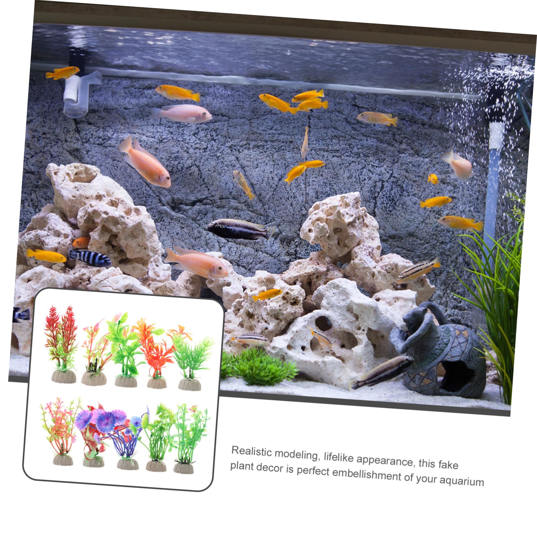 PRETYZOOM 5 Series Decoraciones De Peceras Acuario Interior Decoración Tanque Plantas Accesorios para Peceras Decoraciones Planta De Pecera El Plastico 10 Piezas X 5