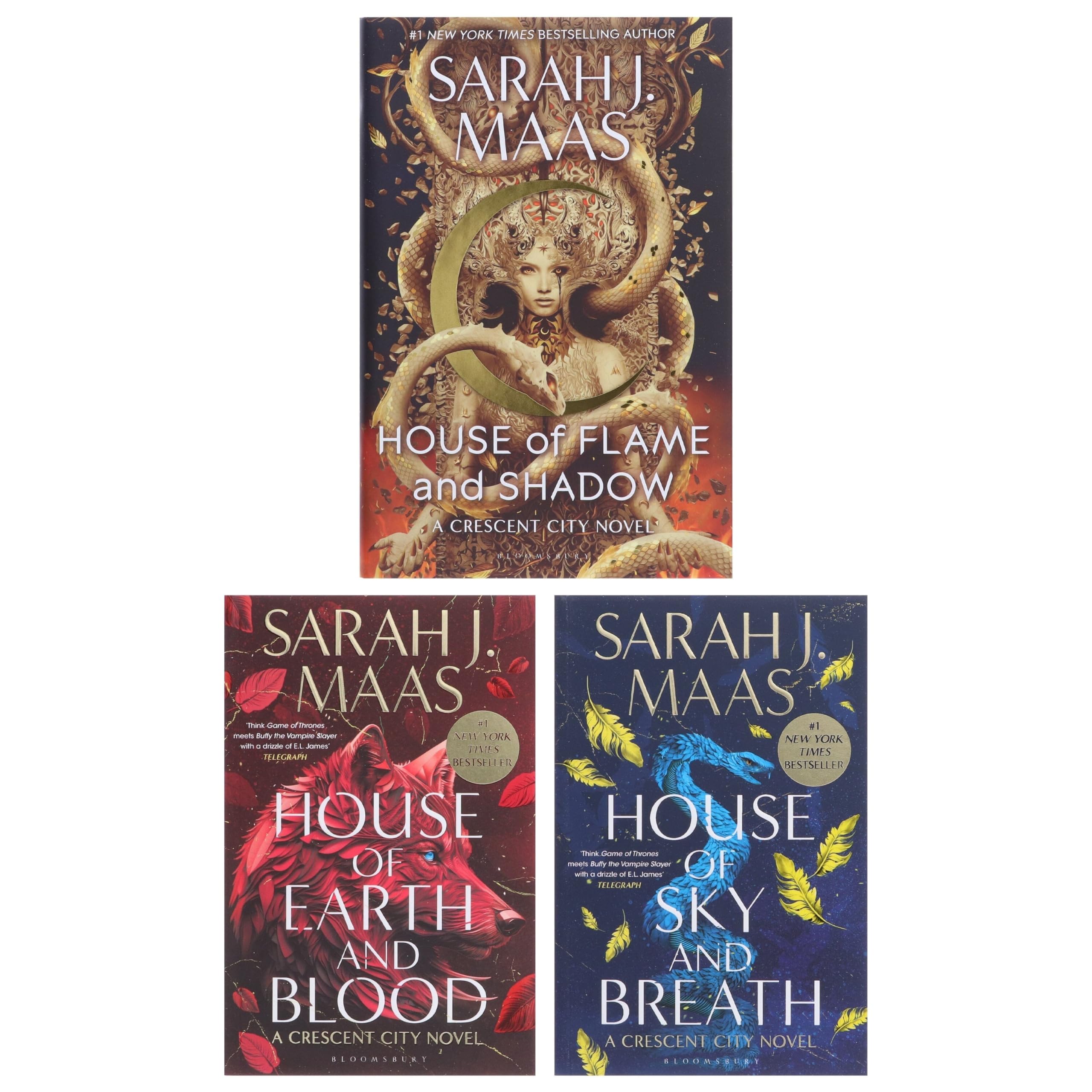 Crescent City Series 3 Books Collection Set (House of Earth and Blood, House of Flame and Shadow [Hardback] & House of Sky and Breath) Paperback