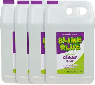 Maddie Rae's Clear Slime Glue (4 Gallon) Non Toxic, Washable, All Purpose-The Clearest Liquid Formula of Any Glue for Slime Kit, Office Supplies, Arts & Crafts, Fun School Project for Kids