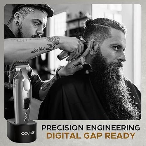 Miniatura 8 de Cocco Veloce Pro Clipper, Digital Gap Ambassador Graphene Taper Blade Profesional Clipper, Motor BLDC de alto par, totalmente metálico, inalámbrico