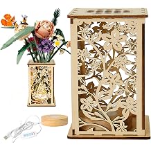 Aolamegs Wooden Vase for Building Block Flowers, 6.7" Tall