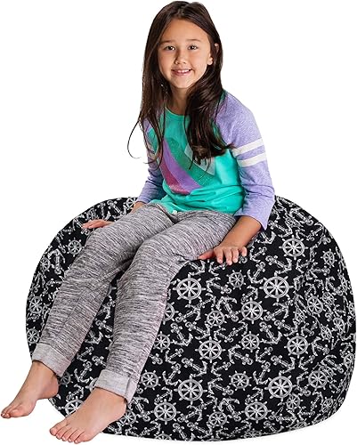 Miniatura 154 de Posh Funda de Silla Puf Rellenable para Almacenamiento de Animales de Peluche para Niños - Organizador de Juguetes Infantiles, Grande-38 - Lona