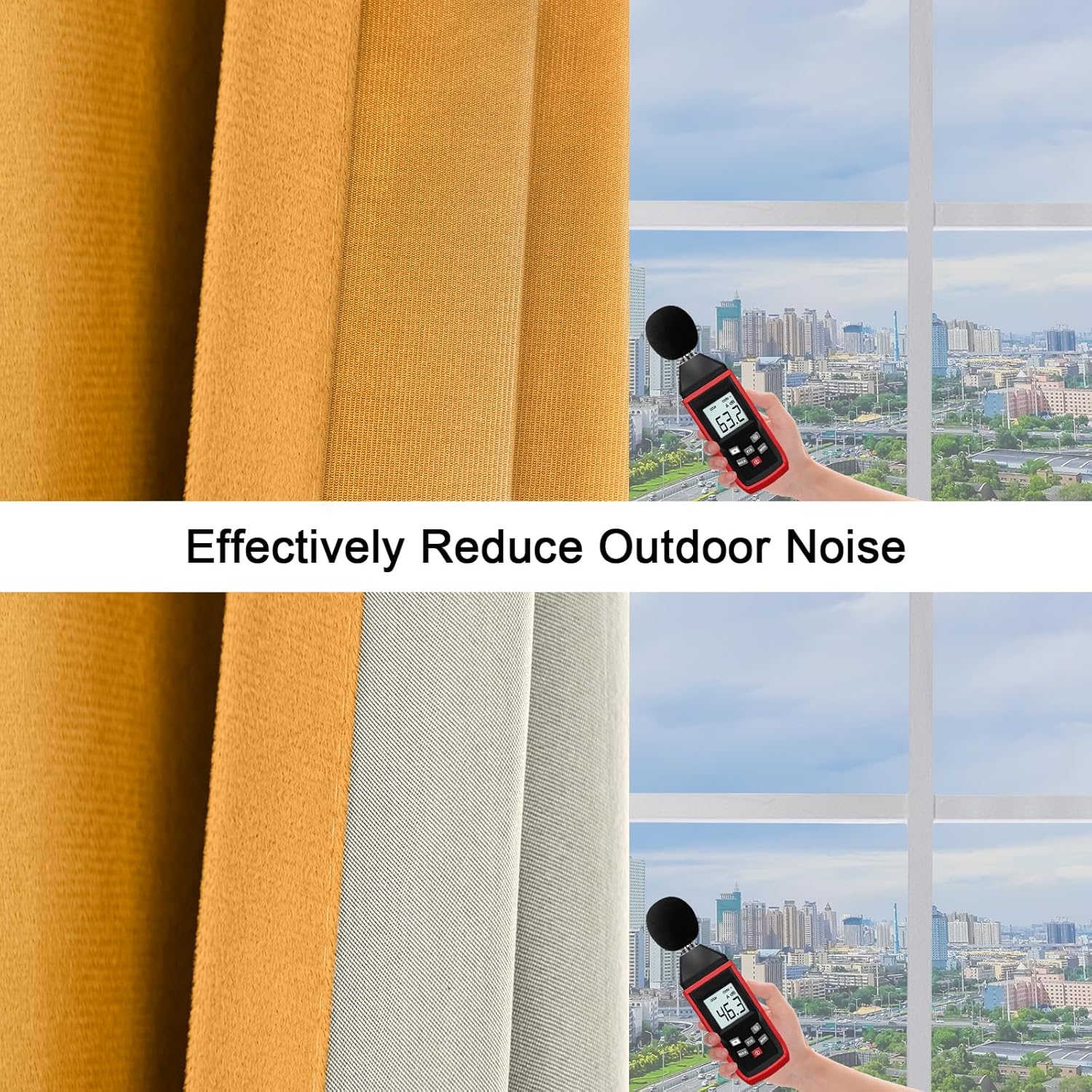 100% Full Blackout Velvet Curtains with Liner 72 inch Long 2 Panels for Living Room, Thermal Insulated Energy Saving Room Darkening Grommet Window Drapes for Bedroom, 52x72 Golden Yellow