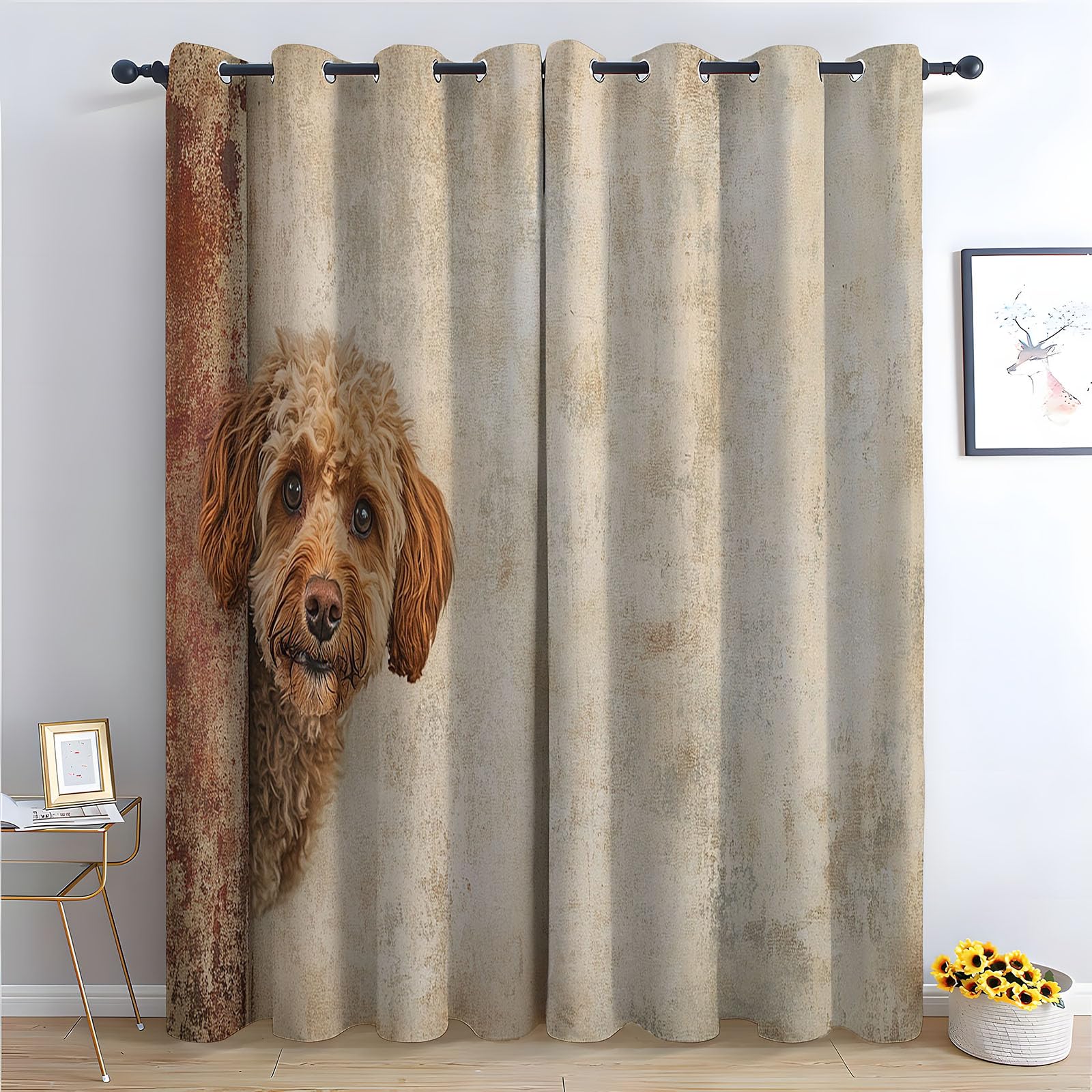 WQBQKKX Abstract Line Blackout Curtains for Living Room Bedroom Animals Black out Curtains for Living Room Thermal Insulated Eyelet Greenery Window Treatments Drapes-52 W x 108" L (Pack of 2)