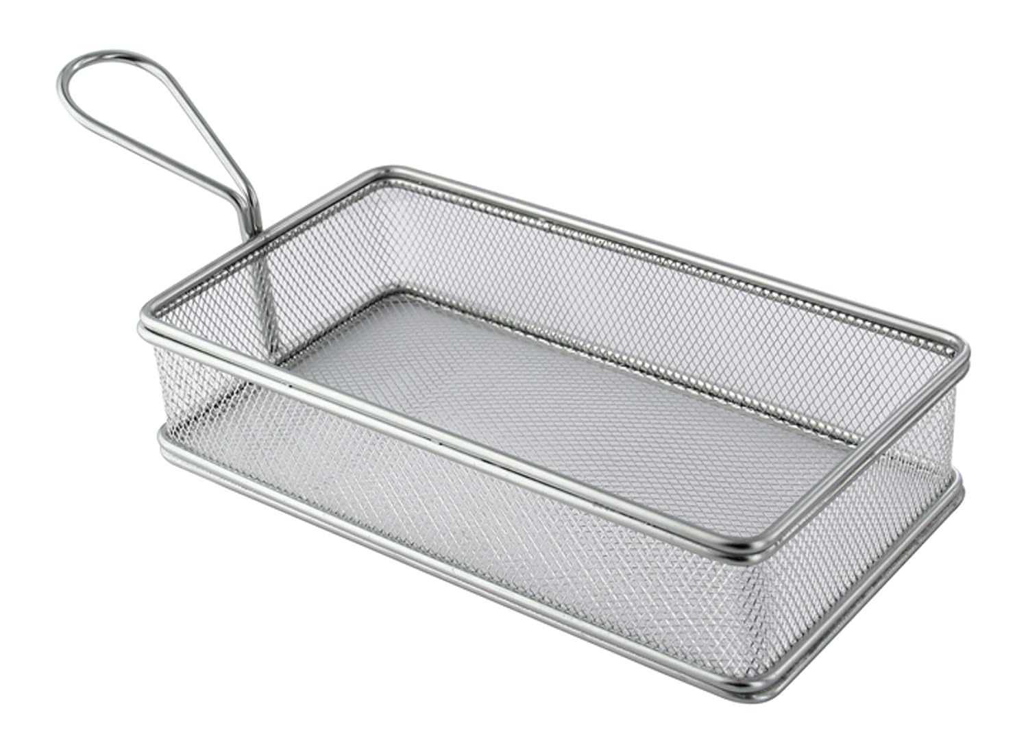 PACKNWOOD 294PANR225 - Rectangle Stainless Steel Frying Baskets - Metal Wire Frying Basket - Frying Basket with Handle - Reusable & Dishwasher Safe (8.7 x 4.7 x 2") (Case of 6)