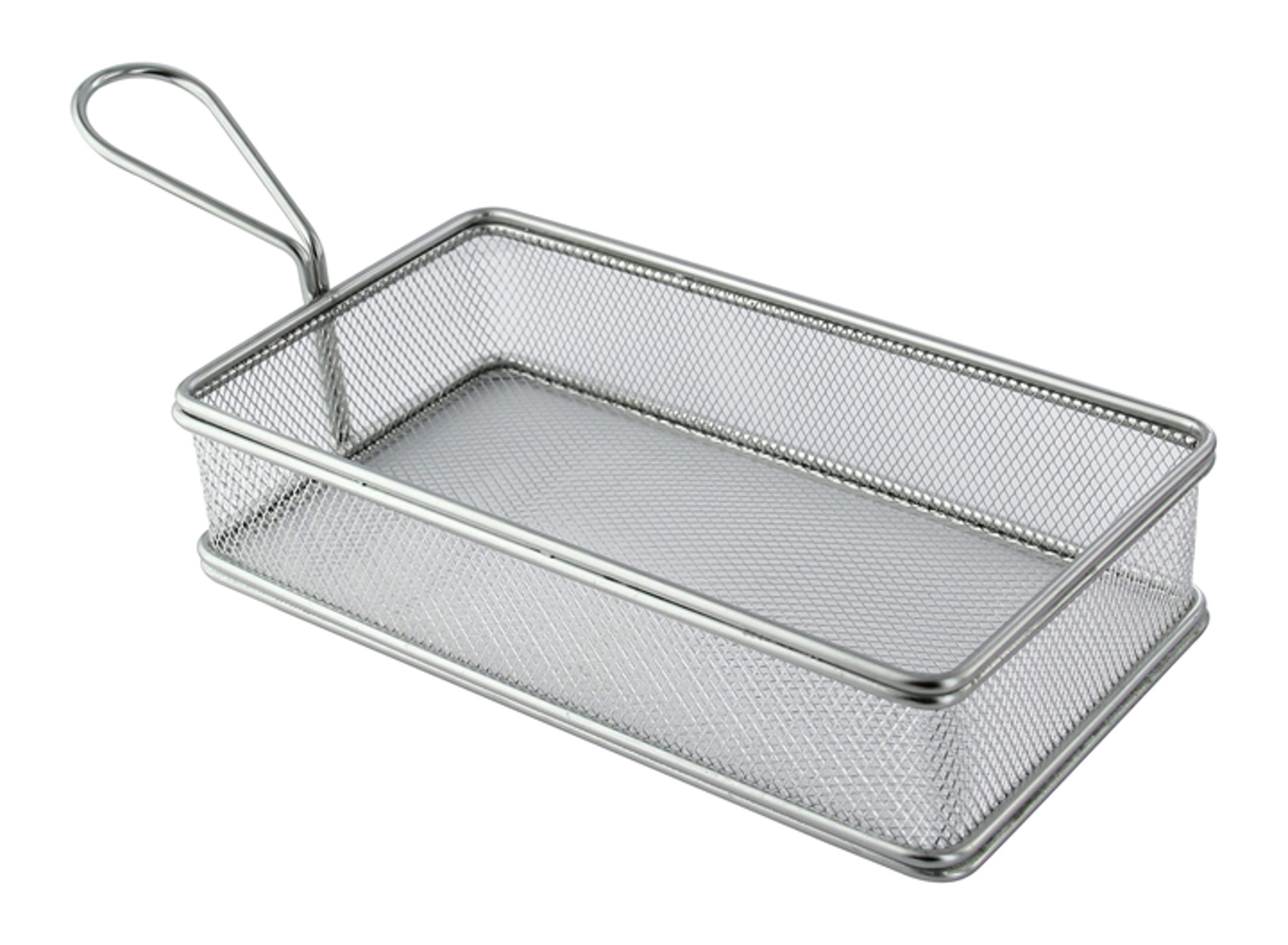 PACKNWOOD 294PANR225 - Rectangle Stainless Steel Frying Baskets - Metal Wire Frying Basket - Frying Basket with Handle - Reusable & Dishwasher Safe (8.7 x 4.7 x 2
