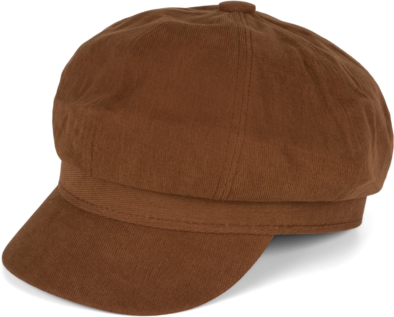 styleBREAKER Mocca Brown Ladies Balloon Cap in Soft Fabric, Vintage Peaked Cap with Bakerboy Style