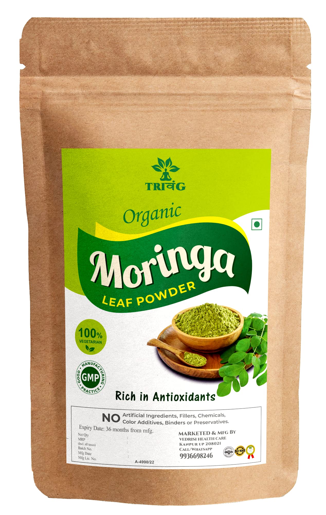 Trivang by Vedrisi 100% Organic Moringa Powder 400 Gm (200gm Pack of 2) Immunity Booster Drumstick Leaf Powder Natural Multi-vitamin Anti-Oxidant Good for Hair & Skin Protein Rich (B0CGQ5RKL2) Amazon Price History, Amazon Price Tracker