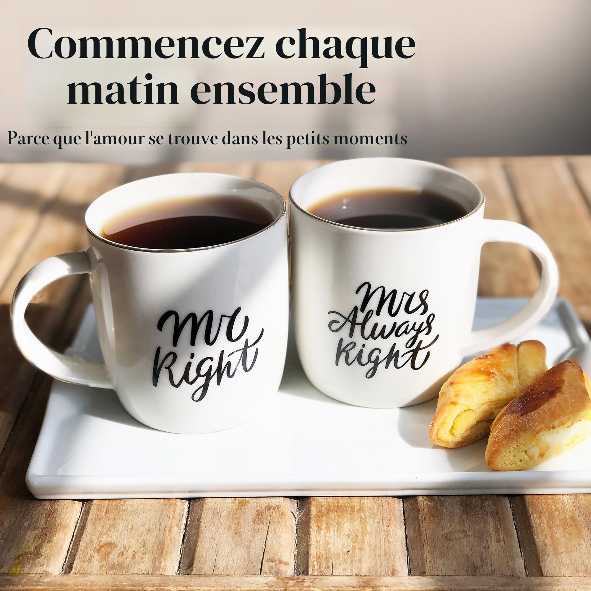 Gifffted Mr Right Mrs Always Right Mugs, Cadeau De Mariage Unique Pour le Couple,cadeaux Pour Fiançailles,anniversaire, Mariée et le Marié, Cadeaux de Noël, Ensemble À Café, Original Couples Tasses