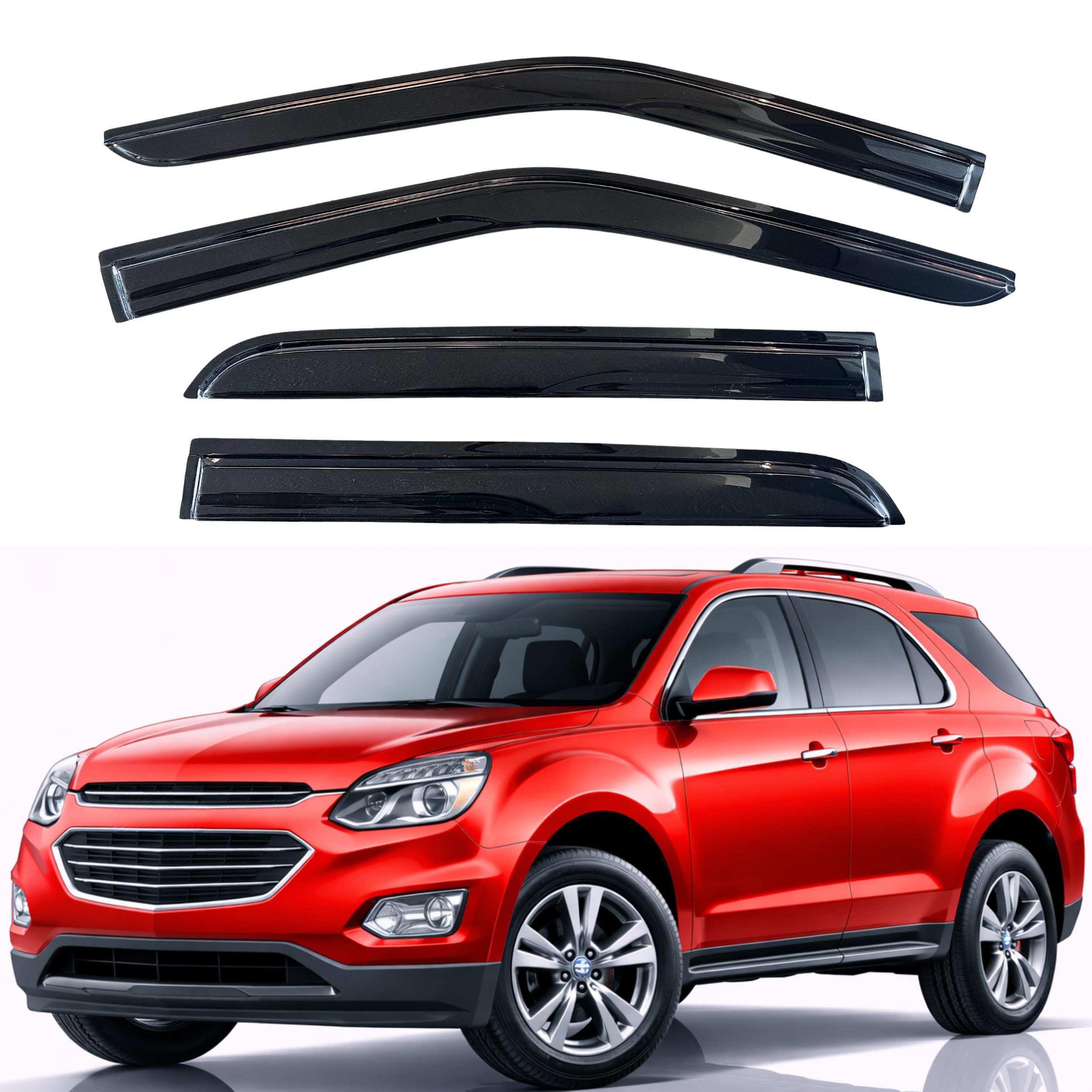 KPY Rain Guards Fit for 2010-2017 Chevrolet Equinox, Out-Channel Window Visors Vent Wind Deflectors 4PC, Car Accessories for 10-17 Chevy Equinox