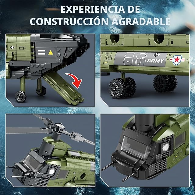 Foto 4 de 7 de Reobrix CH-47 - Juego de juguetes de construcción de helicóptero, 33031, helicóptero de transporte militar…